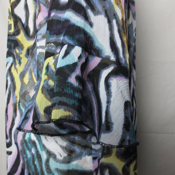 Maggie Barnes Plus Size Sheer Black Pastel Abstract Animal Print Open Jacket OX - Picture 6 of 8